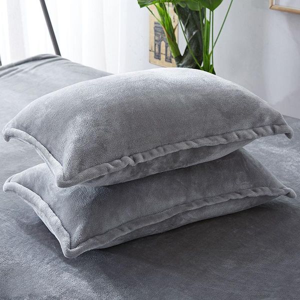 

pillow case sugan 2pcs 48x74cm solid color autumn winter flannel warm plus velvet cover cama queen