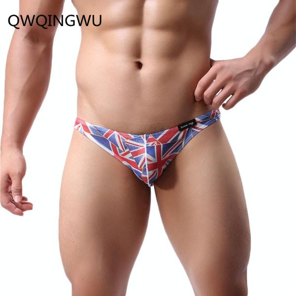 

underpants fashion men underwear triangle briefs charming flag print comfortable breathable mesh for, Black;white