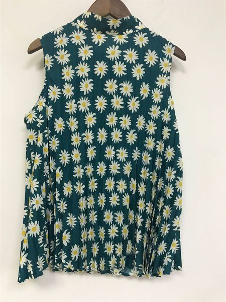 

2021 new blusa sem mangas feminina daisy print meia gola alta senhora primavera vero rendas-up camisas femininas frescas md55, Black