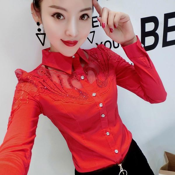 

fashion embroidery blouse european patchwork diamonds 2021 new autumn winter women halter shirt clothes camiseta mujer t9n702, White
