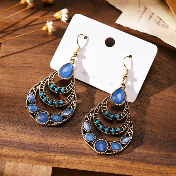

dangle & chandelier water drop earrings bohemian summer jewelry boho ethnic vintage blue rice beads pendant for women danglers oorbellen, Silver