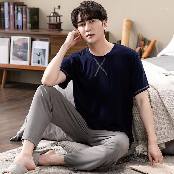 

men's sleepwear soft modal cotton crew neck chinese pajamas casual style mens pyjama pijama set homesuit homeclothes fashion 4xl, Black;brown