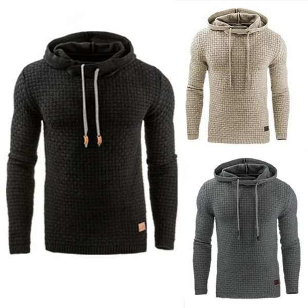 

men's hoodies & sweatshirts fashion 2021 cool man hooded men long-sleeved plaid jacquard weaving mens hoodie leisure coat trendy, Black