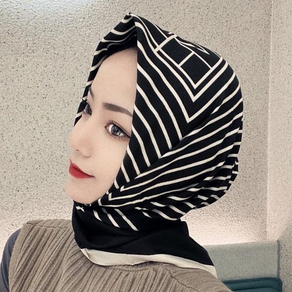

scarves muslim square scarf silk women wild 90cm twill satin breathable non-slip headscarf fashion gauze turbans hijab, Blue;gray