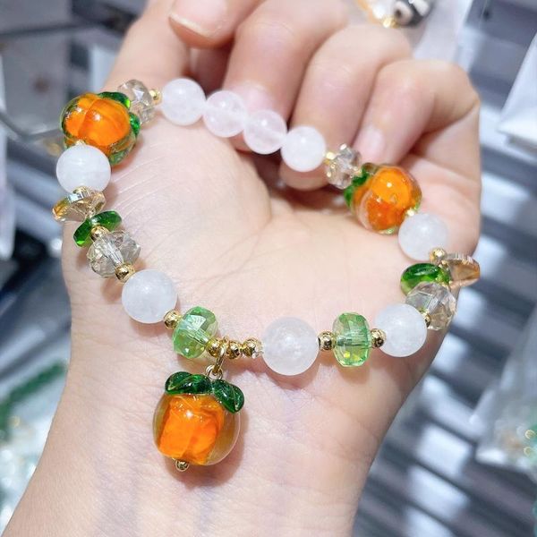 

link, chain small fresh everything goes well colored glaze crystal bracelet female sweet chalcedony hand jewelry student girlfriend gift, Black