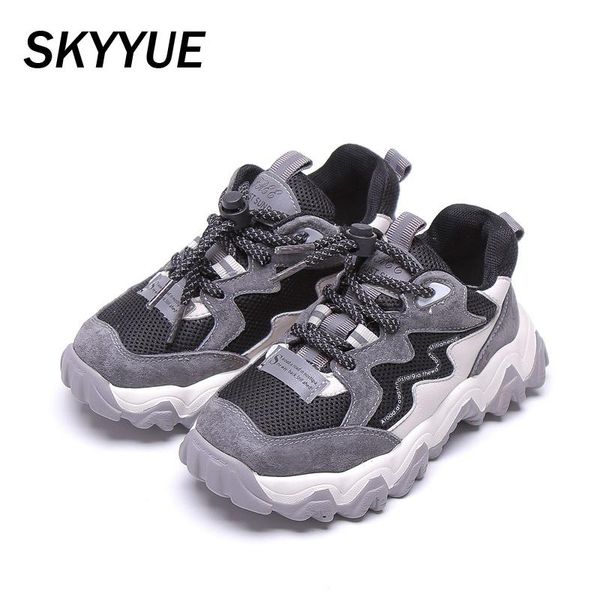 

sneakers kids sport baby girls genuine leather chunky children casual boys mesh brand shoes trainers spring, Black;red