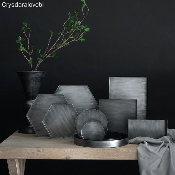 

silver tray hexagon jewelry storage trays plate decoration deskdecoration dessert tray