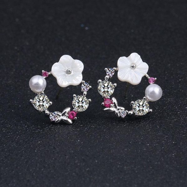 

stud weimanjingdian brand exquisite cute flower cubic zirconia earrings women girls jewelry gifts, Golden;silver