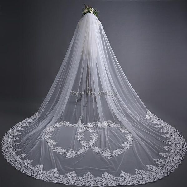

bridal veils stunning one-layer tulle long wedding lace with comb qy, Black