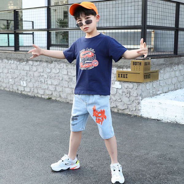 

children's summer suit boys' short half sleeve top, White