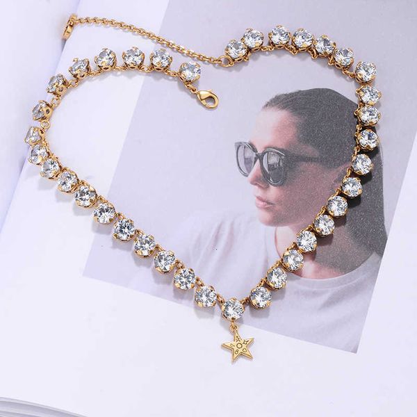 

cd star pendant full zircon chain necklace women's 2020 new dijia elegant noble choker necklace bracelet, Black