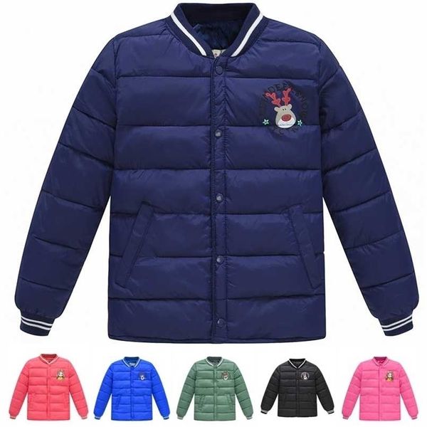 

children's jacket for boys and girl autumn winter cartoon elk baby kids cotton solid color warm coats 2-13 years 211021, Blue;gray