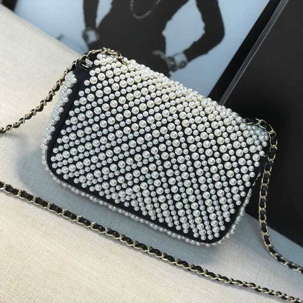 

evening bags 2021 diagonal women's trend shoulder leather pearl chain small square