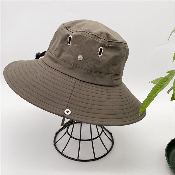 

bucket hat 5271 summer men's breathable sunshade outdoor fishing sunscreen solid color fisherman's big eaves travel women i6, Blue;gray