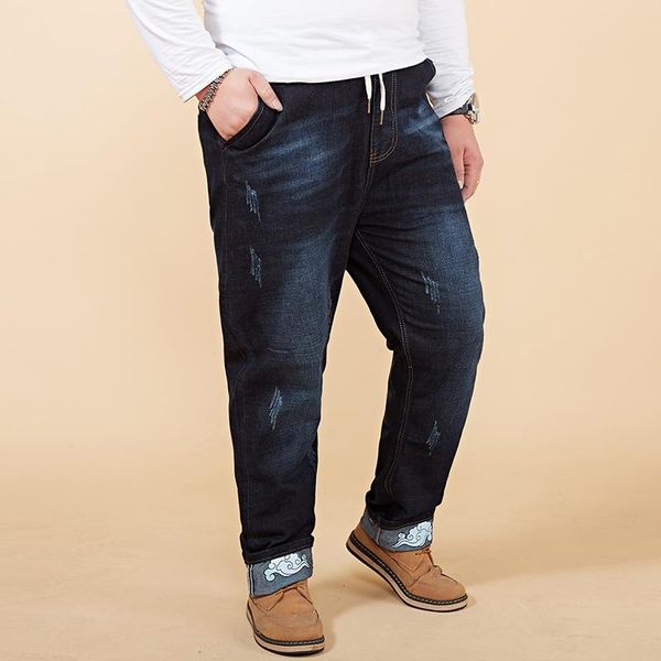 

men's jeans 2021 men embroidery casual straight cotton stretch large size 4xl 5xl 6xl 7xl 8xlmen black denim trousers for, Blue