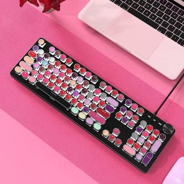 

keyboards 104-key lipstick mixed color electroplating backlight mechanical keyboard colorful keycaps for pc computer