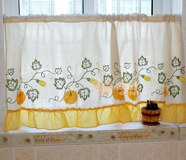 

curtain & drapes rustic pumpkin yellow short kitchen cabinet