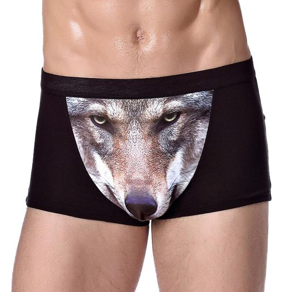 

underpants large size comfortable boxers 3d wolf modal underwear spring autumn shorts briefs fashion men high quality, Black;white