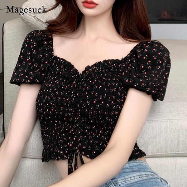 

women's blouses & shirts plus size summer 2021 sweet women shirt slash neck off shoulder short for vintage floral slim blusas 1489, White