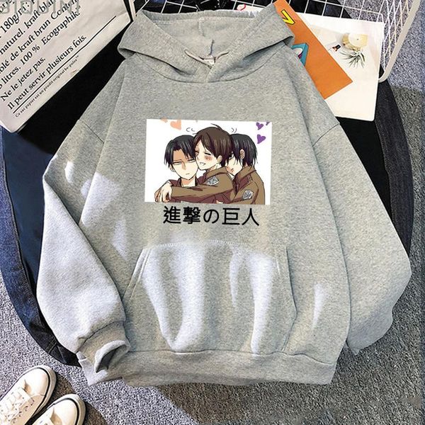 

men's hoodies & sweatshirts 2021 kawaii anime cartoon aanval op titan gedrukt mannen vrouwen truien lange mouwen casual harajuku, Black