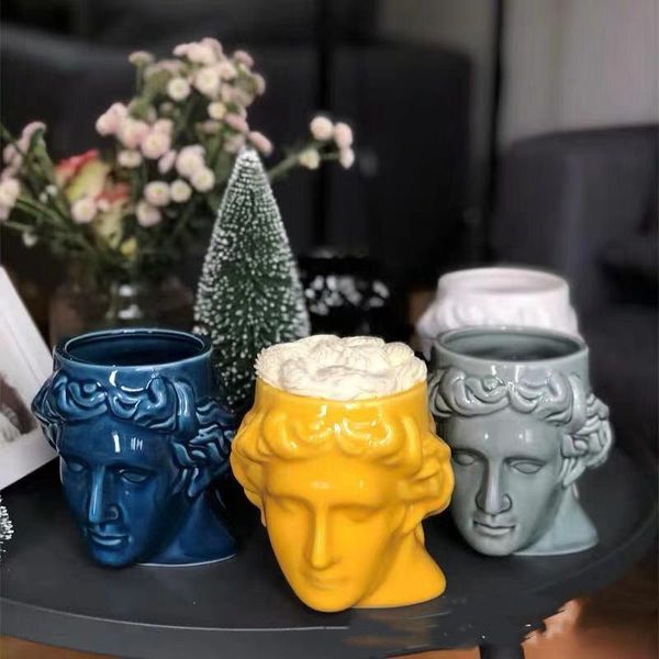 

mugs large capacity ceramic cup spain ancient greece apollo david head mug sculpture coffee deskornaments office pen holder