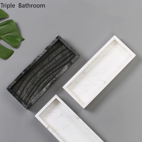 

kitchen storage & organization nordic natural marble rectangle tray restroom wash set holder toothbrush mouth cup trays bathroom accessories
