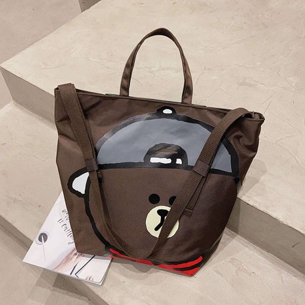 

fashion lining brown bear handbag 2020 new korean leisure simple big shoulder travel women's bag