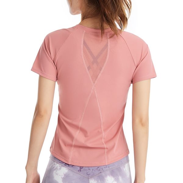 

2021 new fast dry summer yoga short sleeve t-shirt for women, Gray