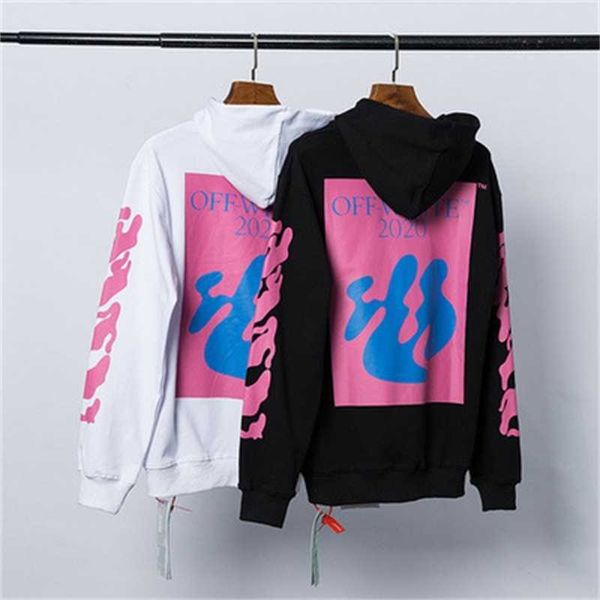 

off-white19fw pink graffiti letter gradient drawstring hooded, Black