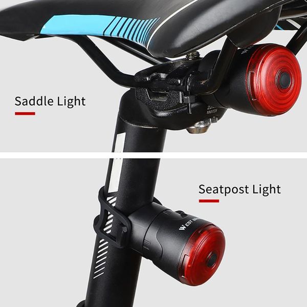

west biking smart bicycle brake rear light waterproof usb bike cycling taillight back headlight lamp