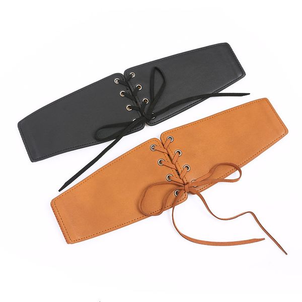 

lace up tassel wide waist elastic belt fashion women's belt black elastic belt, Black;brown