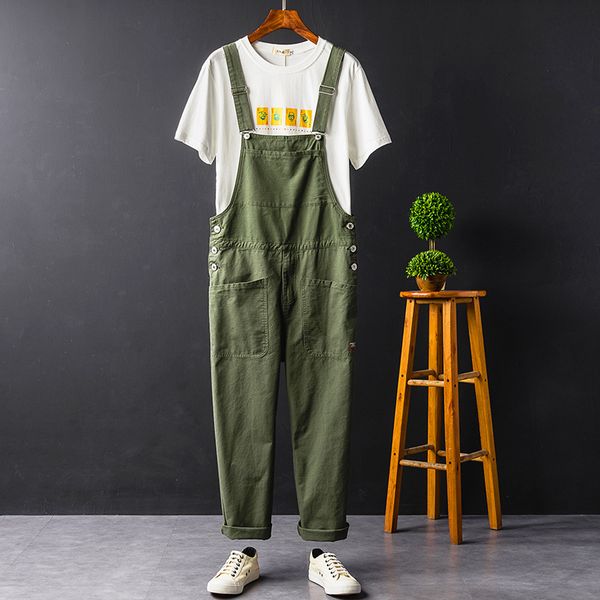 

spring and autumn leisure working bib pants loose men and women wear wide leg suspenders black navy blue suspenders hip hop