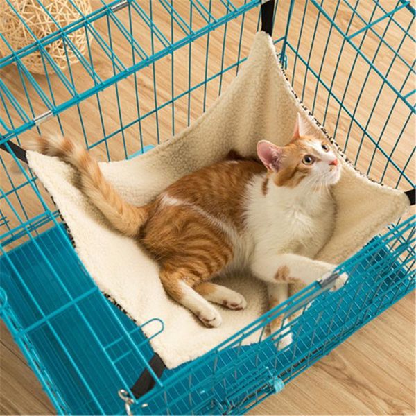 

cat beds & furniture double surface cage mat metal clasp hanging hammock rectangle kitten sleeping bed warm fleece blanket puppy rest nest p