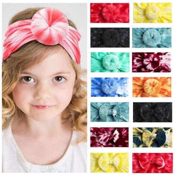 

cute handmade donut baby girls elastic wide headband fashion tie-dyed bowknot nylon hairband kids hair accessories birthday gift, Slivery;white