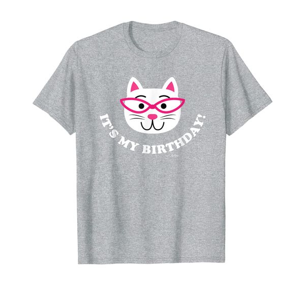 

it's my birthday cat with glasses t shirt, White;black