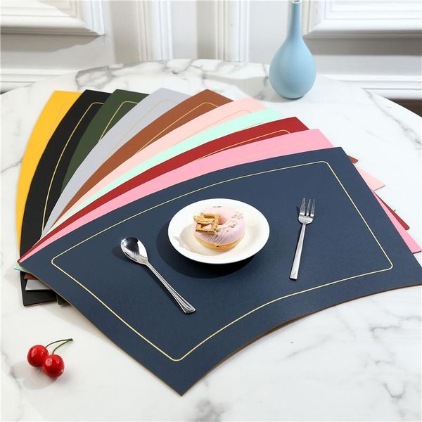 

mats & pads double sided color leather table western placemats waterproof insulation creative household