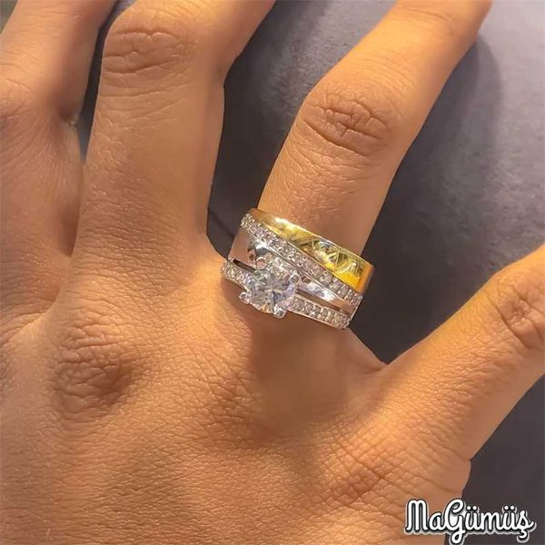 

gold model engagement wedding ring 925 sterling silver 211217, Slivery;golden