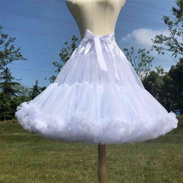 

lolita style cute lady cosplay super fluffy princess cotton tutu skirt soft yarn length 45cm boneless cloud petticoat 210708, Black