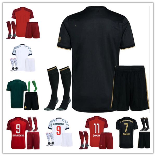 

21 22 lewandowski soccer jerseys fan player version sane goretzka coman muller davies kids kits 2021 2022 camiseta camisa de futebol footbal, Black;yellow