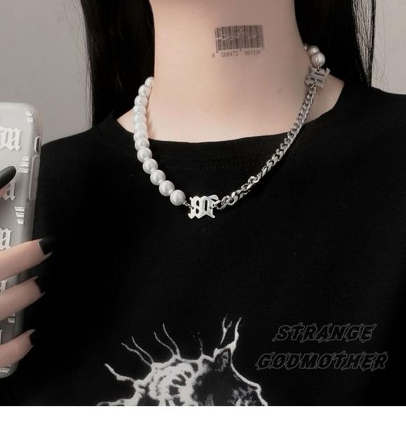 

chains fashion splice simple hip-hop pearl necklace european and american women instagram vintage party gift accessories, Silver