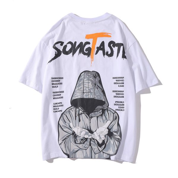 

2021 summer fashion cartoon character printed short sleeve t shirts trend funny hip hop youth t-shirt punk clothes poleras uq0c, White;black