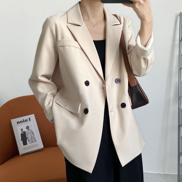 

2021 new blazer turn down collar drouble breasted blzaer ladies coat casaco feminino for women blazers m2k9, White;black