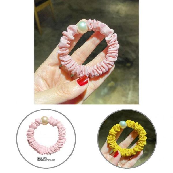 

hair accessories rope attractive innovative compact size fake pearl design ponytail holder, Slivery;white