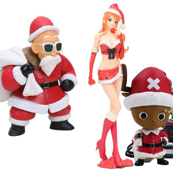 One Piece Tony Chopper Nami figura Natale Ver Slitta Babbo Natale Roshi Figurine Modello PVC Decorazione auto C0220