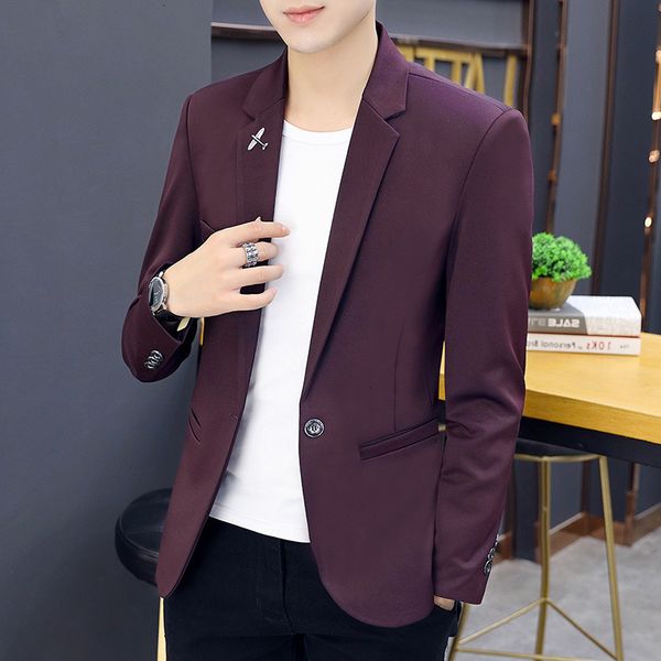 

spring men's leisure 2021 youth slim fit trend suit coat men's, White;black