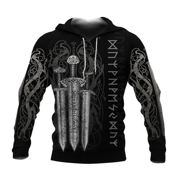 

men's hoodies & sweatshirts viking ragnar 3d cartoon cosplay, Black