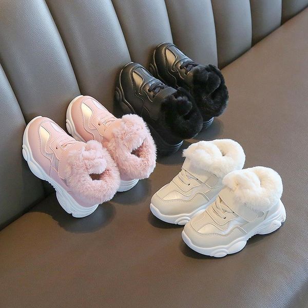 

boots baby girls boys snow 2021 winter infant toddler shoes warm plush waterproof children soft bottom non-slip kids, Black;grey