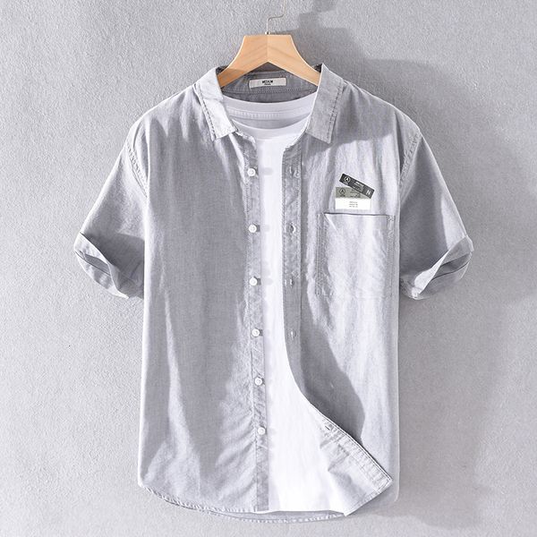 

2021 new novo design manga curta da marca vero confortveis camisas de algodo puro para homens moda slida camisa dos be8m, White
