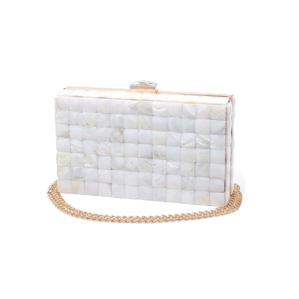 

marbling square acrylic lock box holding dinner chain bridal evening bag
