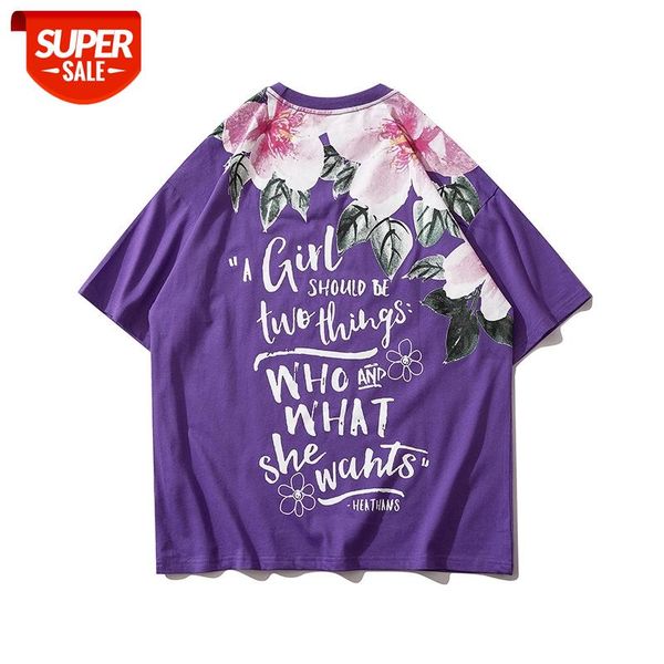 

seveyfan 2021 men's hip hop t shirts fashion flower printed tees summer cotton short sleeve for male #296e, White;black